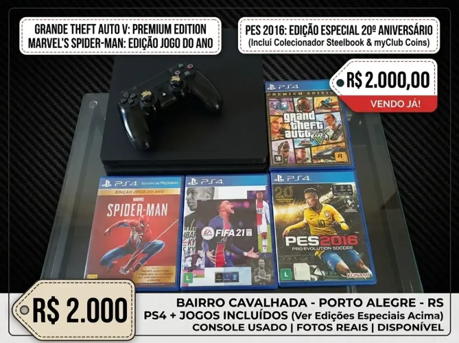 PS4 Slim 500GB + Controle original + 4 jogos edições especiais
