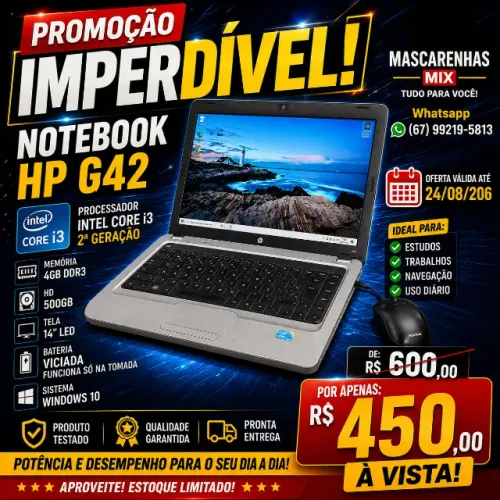 Notebook Usado Core i3 2° Geração Bateria Funciona Só na Tomada