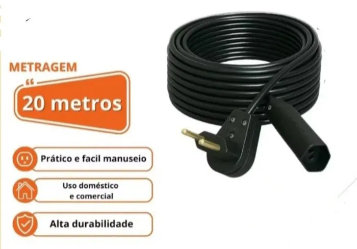 EXTENSÃO ELÉTRICA 20M CABO PP FIO 2X1 