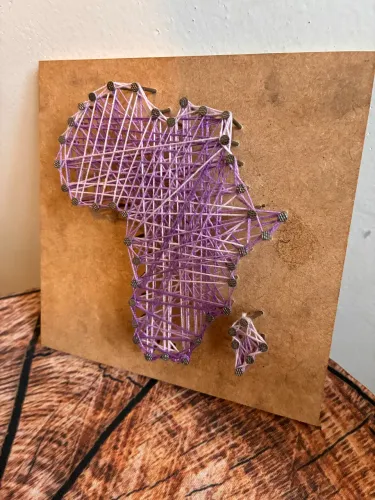 Quadro String Arte com Linhas Continente Africano| Afro| Quadro de Prego |