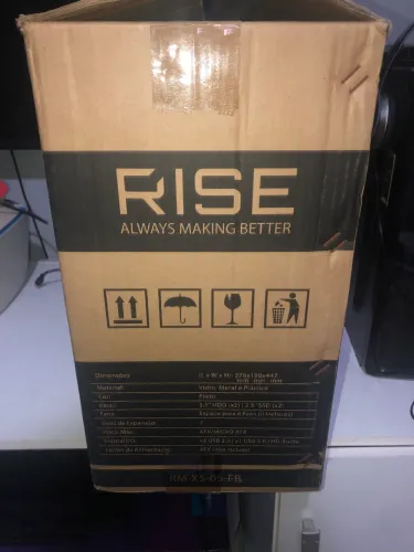 Gabinete Gamer Rise Mode Glass X5 Black - Novo na Caixa