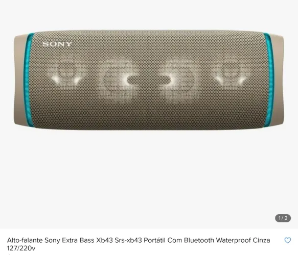Alto falante Sony Extra Bass SRS - XB43 com Bluetooth Waterproof  Cinza 127/220 V