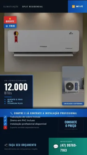 Ar-Condicionado Conlux 12.000 BTUs Quente/Frio Wi-Fi | Titanium Plus