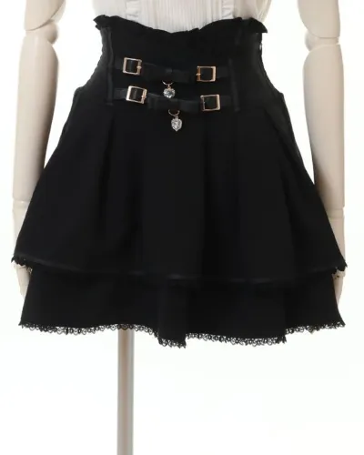 Saia preta estilo Jirai Kei - kawaii j-fashion Lolita