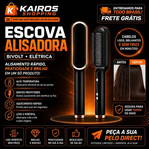 Escova Alisadora Bivolt Elétrica