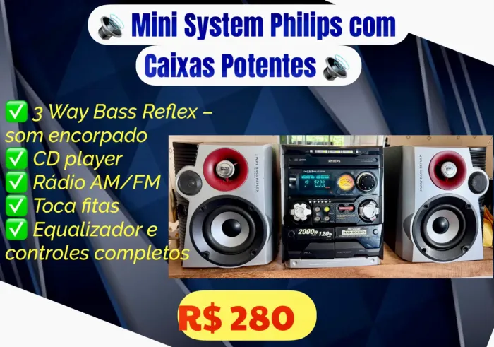 Mini System Philips com caixa potentes