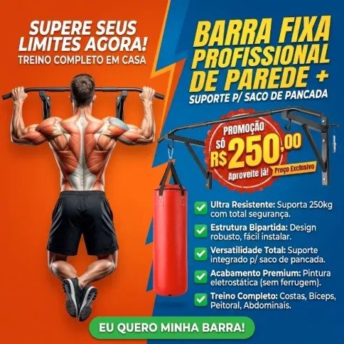 Barra Paralela Dip de Parede para Calistenia e Musculação