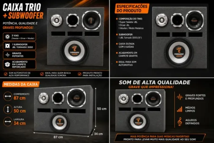Caixa Som Trio + Subwoofer JBl