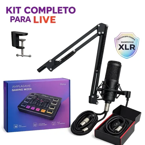 Microfone para Live Kit completo + Cabo Apple