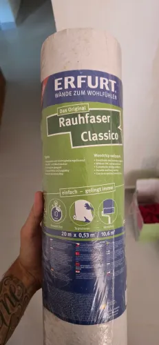 Papel de parede alemão texturizado, pintável, feito com fibra de madeira