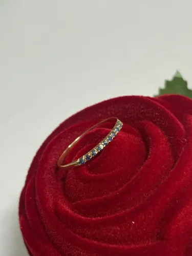 Anel meia aliança Ouro18k Zafira azul