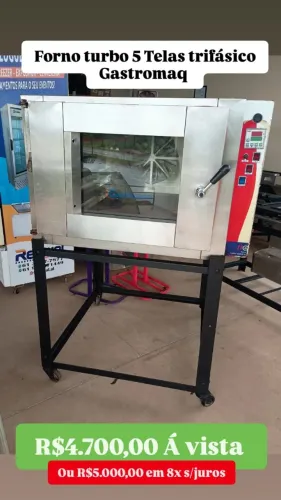 FORNO TURBO 5 TELAS TRIFASICO GASTROMAQ USADO
