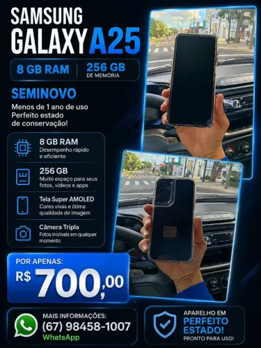 Samsung Galaxy A25<br>8 GB RAM | 256 GB de Memória
