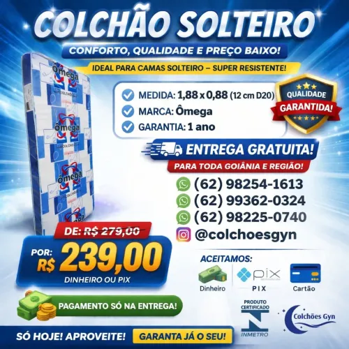 COLCHÃO SOLTEIRO ENTREGA GRATUITA