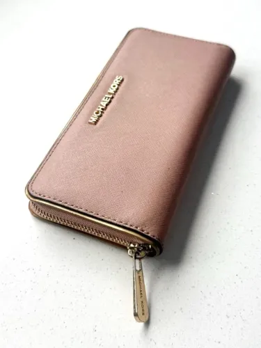 michael kors - carteira feminina couro textura nude