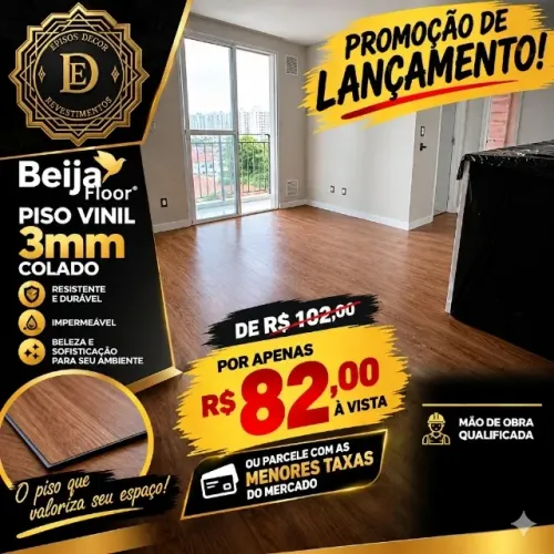 Piso Vinil Beija floor 3mm colado