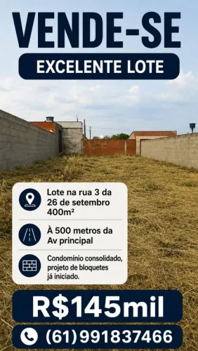 Vendo Lotes na Rua 3 da 26 de Setembro