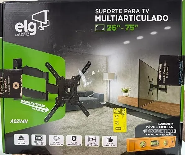 Suporte de Parede Articulado para TV 26 a 75 Polegadas Braço 50cm ELG