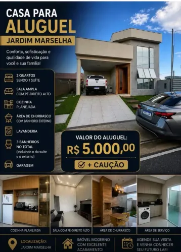 Casa linda para alugar no condomínio Jardins Marselha