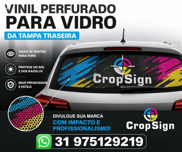 Vinil perfurado para vidro carro