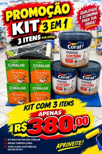 KIT 3 E 1 MASSA TINTA KIT PITURA