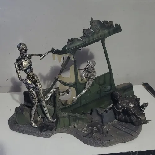Set diorama exterminador do futuro mcfarlane terminatrix tx endoexqueleto helicóptero t850