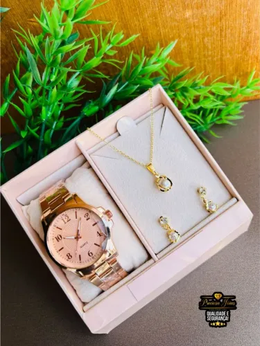 Relógio feminino+ colar e brincos ?