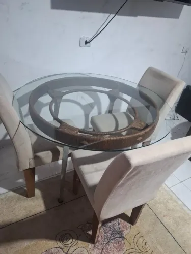 Mesa design redonda vidro temperado