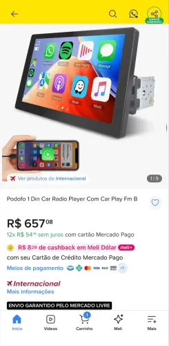 Rápido CarPlay gps bluetooth