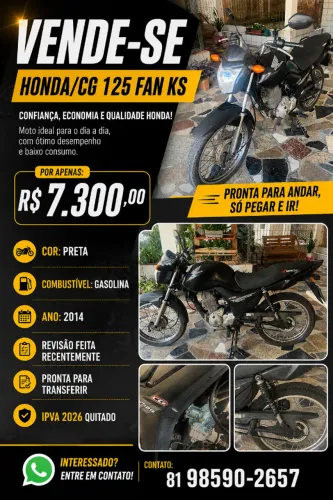 MOTO HONDA/CG 125 FAN KS - 7.300,00