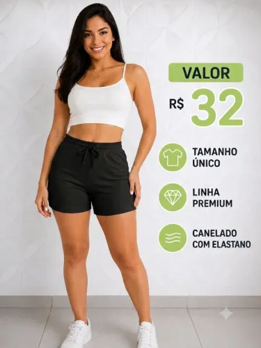 Shorts femininos em malha caneladada conforto e qualidade 