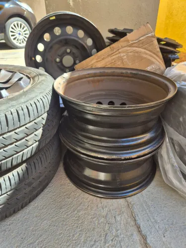 Kit 4 PNEUS com rodas aro 15 / 185/60/15 Firestone Fuel Fighter meia vida