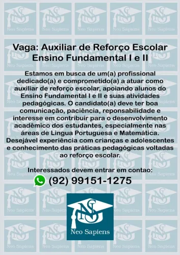Estagiário em Reforço Escolar 