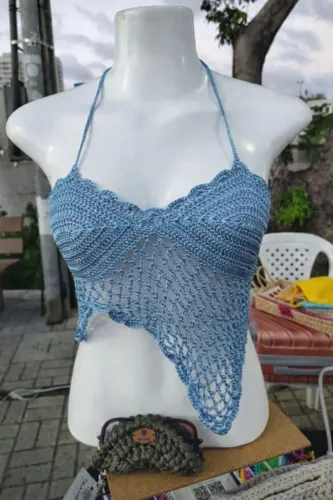 Croped Crochê Feminino | Feito à Mão | Exclusivo