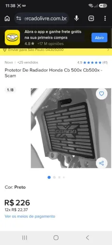 protetor radiador Cb500x