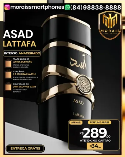 PERFUME ÁRABE ORIGINAL ASAD LATTAFA - LACRADO | ENTREGA IMEDIATA |