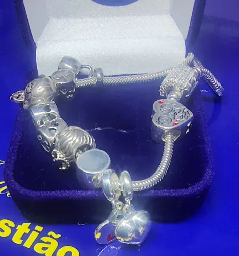 Pulseira 11 Berloques Prata 925 Peso 28.88 Gramas