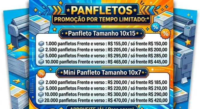 1.000 panfletos 149,00 por tempo limitado