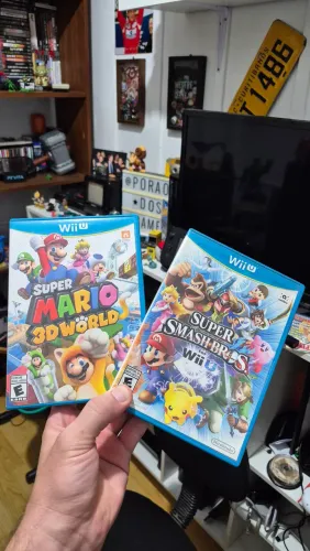 Dois jogos de WiiU Super Mario 3D World e Super Smash Bros WiiU
