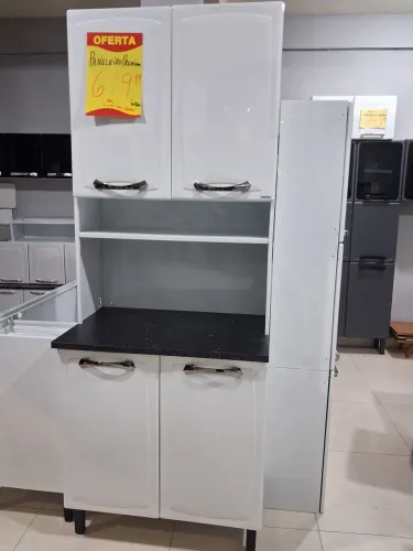 Cozinha Itatiaia de Aço Branca Completa - Já Montada | Paneleiro + Balcão + Aéreo