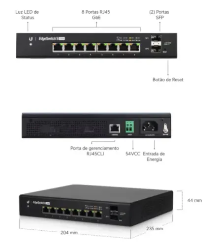 Switch EdgeSwitch 8 portas 150w 