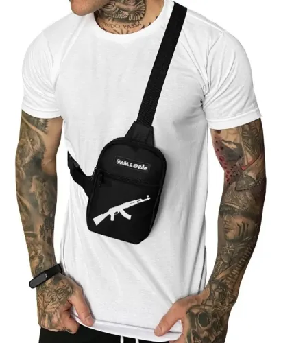 Shoulder Bag Shoulderbag Pega a Visao Unissex Preta Estampa AK47