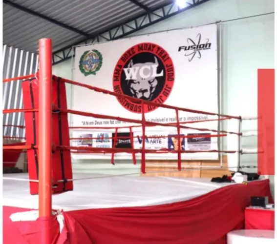 ? RINGUE PROFISSIONAL À VENDA Ringue profissional medindo 6 x 6 metros, com 1 metro de a