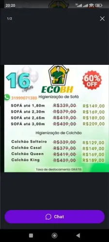 Limpeza a seco de estofados.