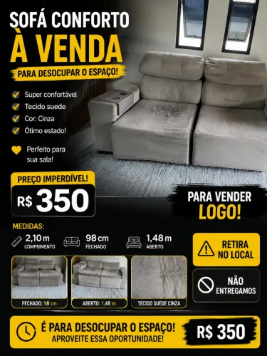 Sofá retrátil Barato para sair hoje- sem rasgos