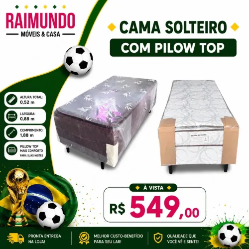 Cama box solteiro com pillow top - frete grátis