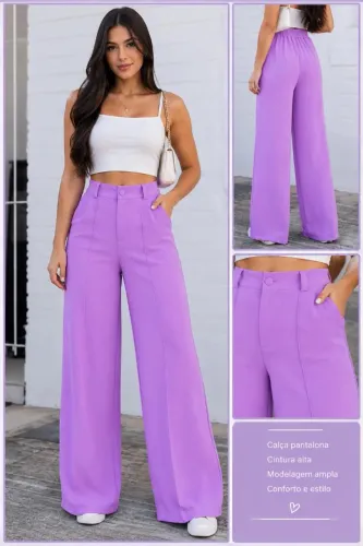 Calça pantalona lilás
