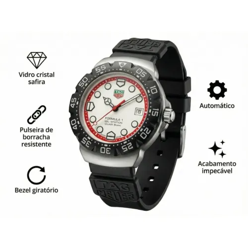 Relogio Tag Heuer Aquaracer Branco - Automatico - Silicone - 40mm - Prem AAA+