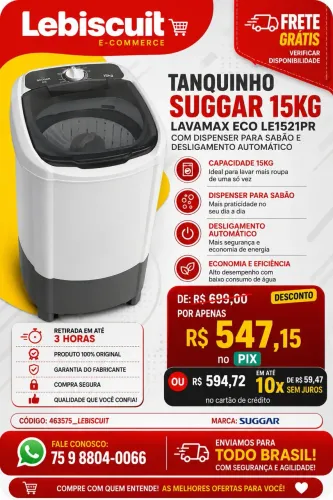 Tanquinho suggar 15 K