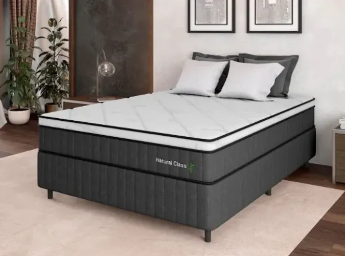 Colchão +Cama Box Natural Class Cabeceira Brinde